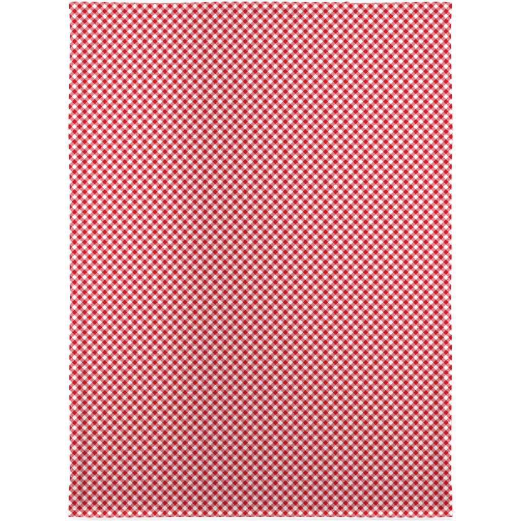 Diagonal Gingham - Red and White Blanket, Sherpa, 30x40, Red