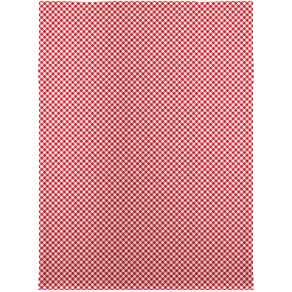 Diagonal Gingham - Red and White Blanket, Sherpa, 30x40, Red, Red