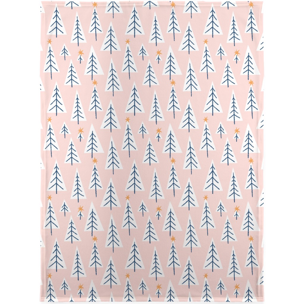 Christmas Tree Forest - Pink Blanket, Sherpa, 30x40, Pink