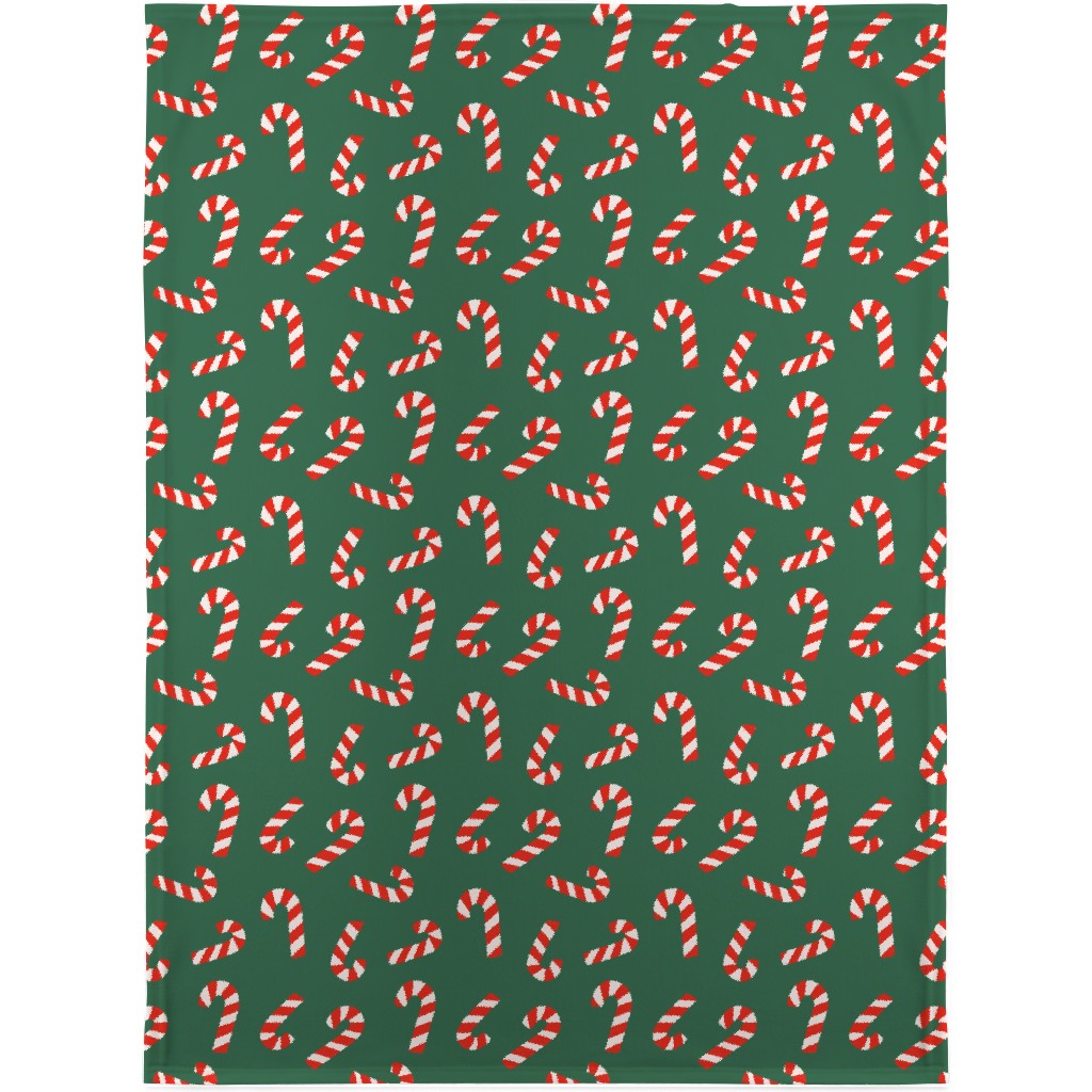 Candy Cane Pattern Blanket, Sherpa, 30x40, Green, Classic Green