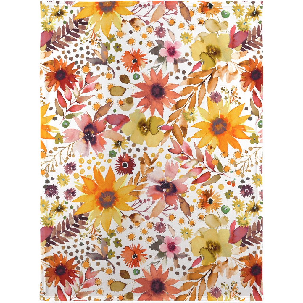 Big Sunflowers - Goldenrod Yellow Blanket, Sherpa, 30x40, Orange, Orange