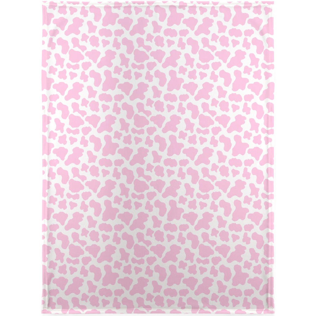 Cow Print Blanket, Sherpa, 30x40, Pink
