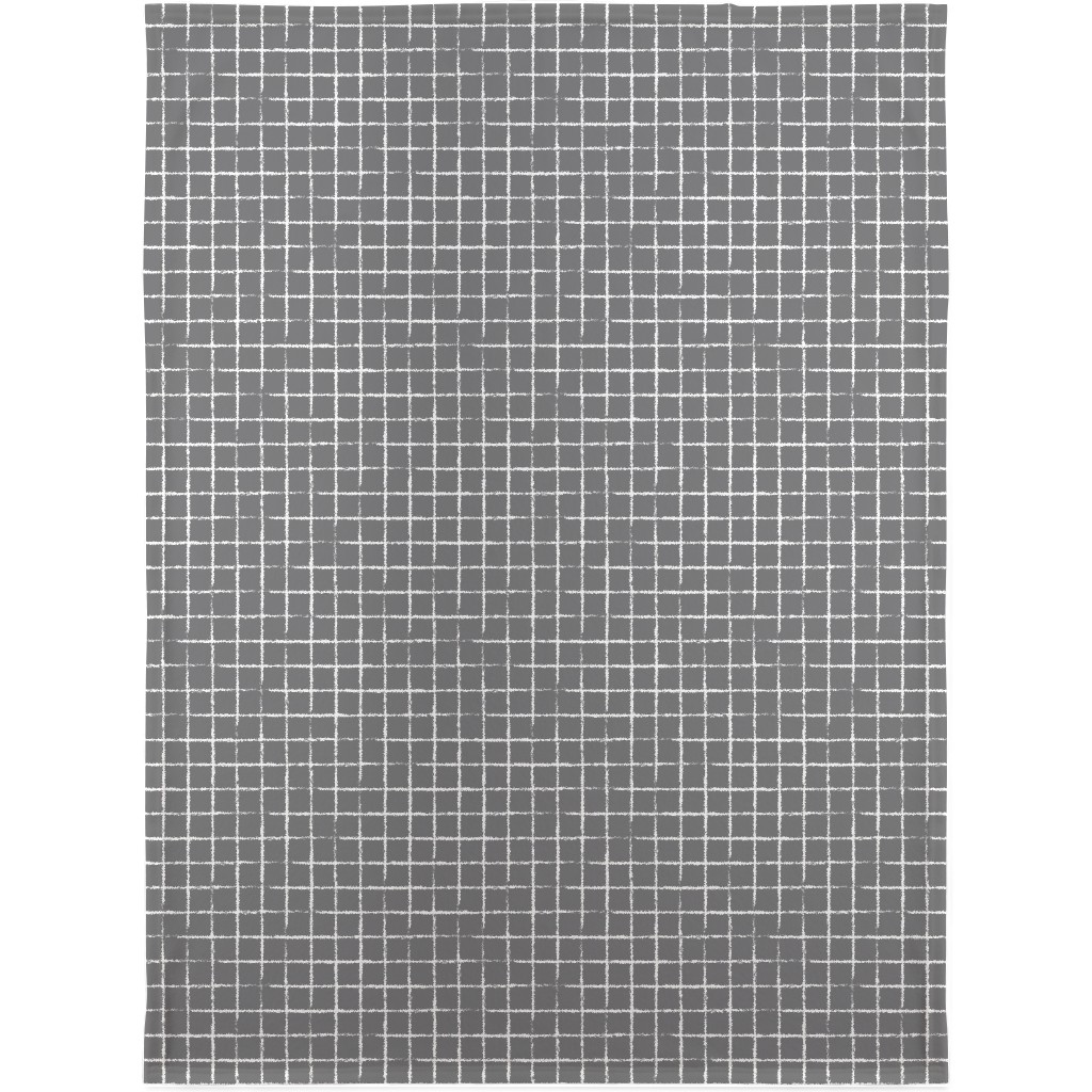 Minimalist Distorted Grid Blanket, Sherpa, 30x40, Gray