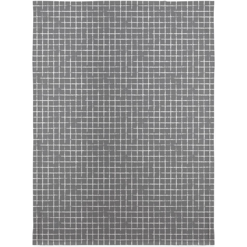Minimalist Distorted Grid Blanket, Sherpa, 30x40, Gray, Slate