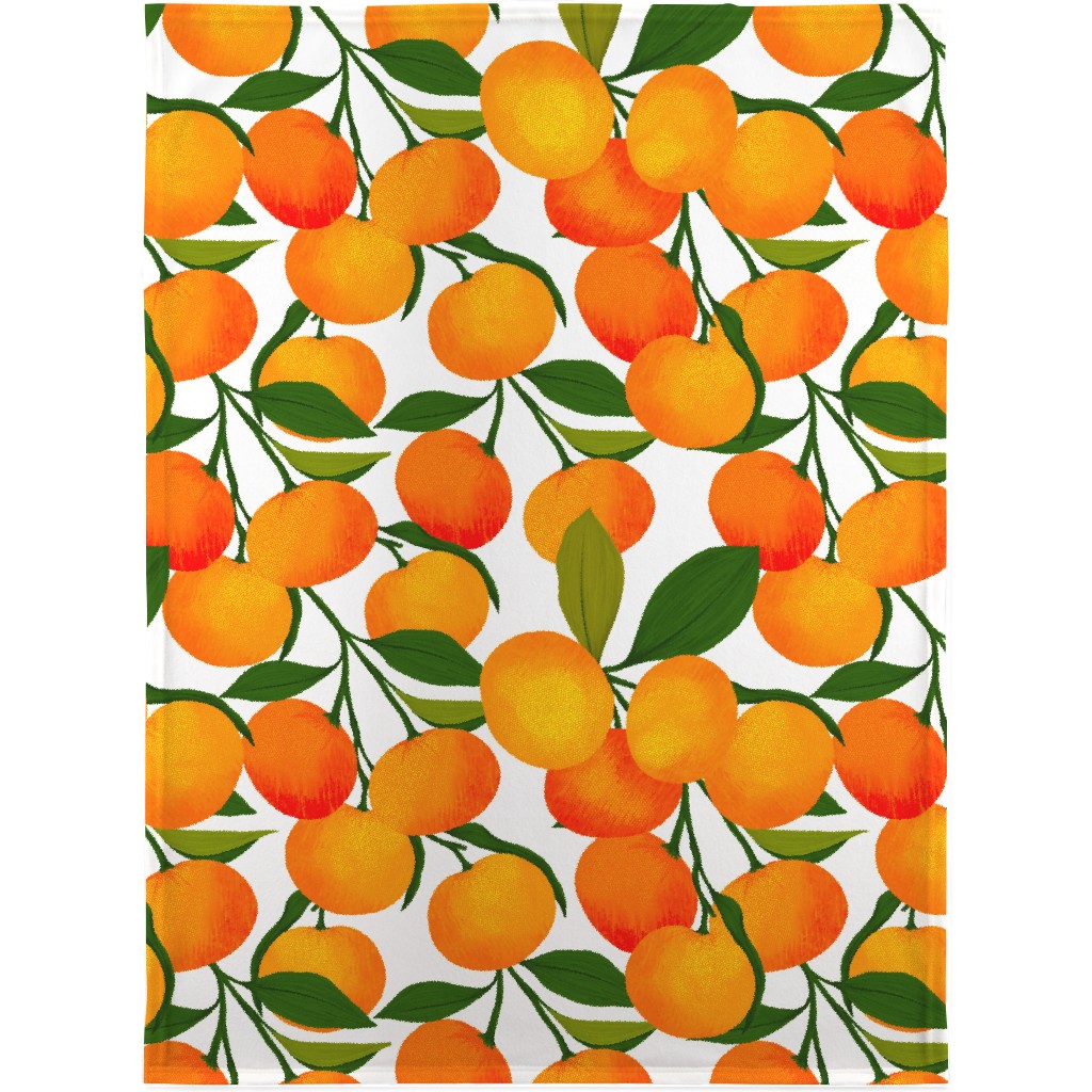 Tangerine Dreams - Orange on White Blanket, Sherpa, 30x40, Orange