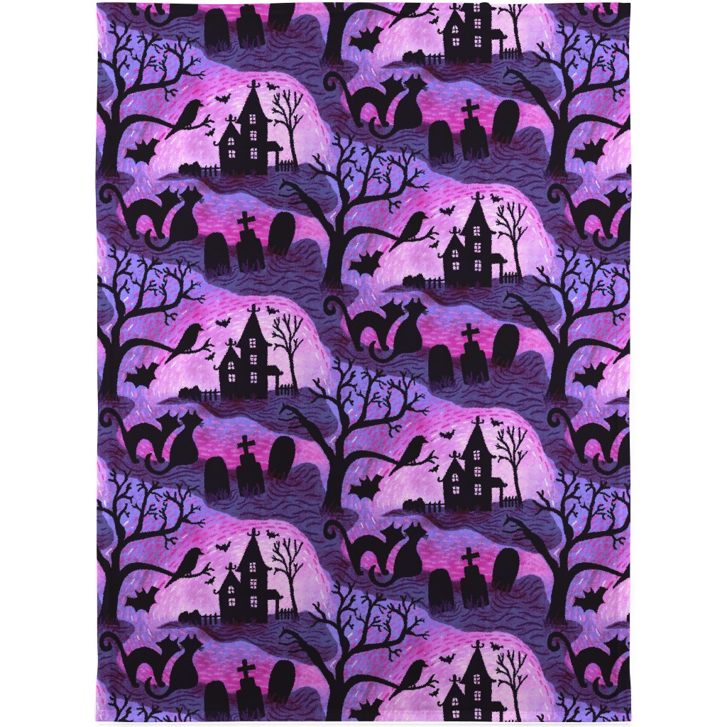 Spooky Halloween Haunts Blanket, Sherpa, 30x40, Purple, Amethyst