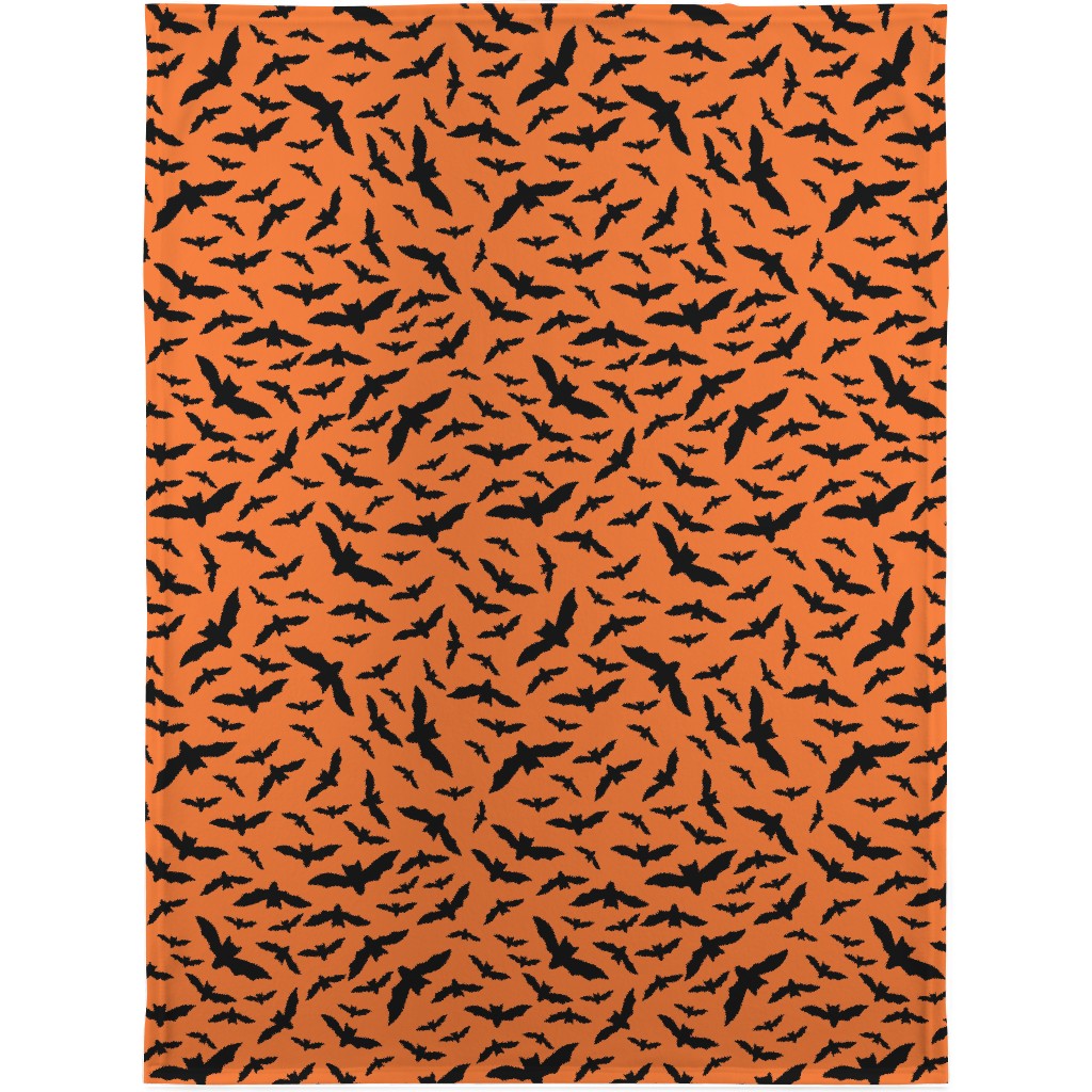 Black Bats Blanket, Sherpa, 30x40, Orange