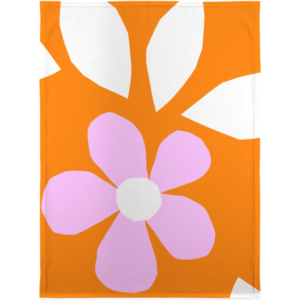 Retro Bloom Happy Floral Collage - Multi Blanket, Sherpa, 30x40, Pink