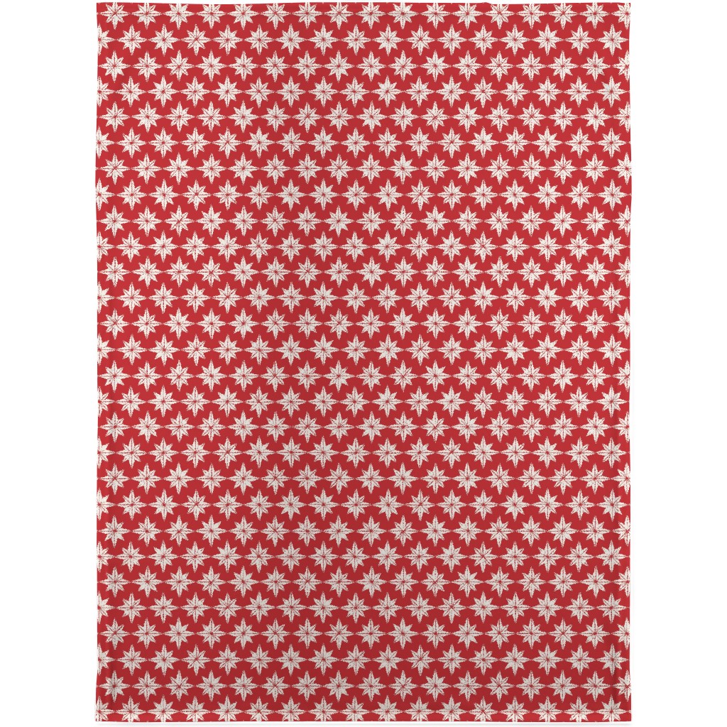 Christmas Star Tiles Blanket, Sherpa, 30x40, Red