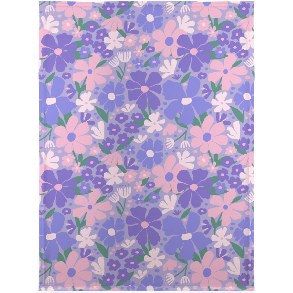 Blooming Garden on Lilac Blanket, Sherpa, 30x40, Purple, Purple