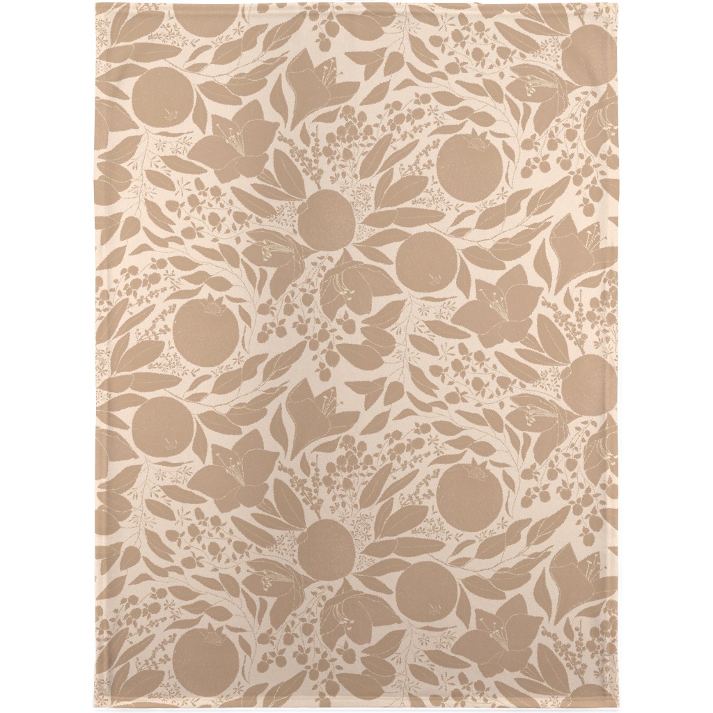 Winter Florals - Neutral Blanket, Sherpa, 30x40, Beige