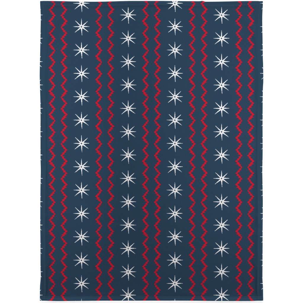 Stars and Stripes - Blue, Red and White Blanket, Sherpa, 30x40, Blue