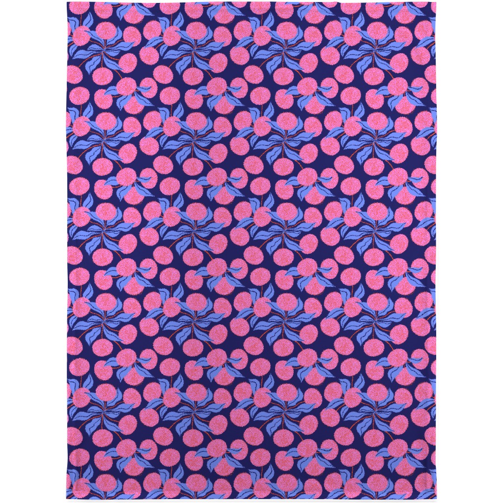 Marigold Pinwheels on Navy Blanket, Sherpa, 30x40, Multicolor