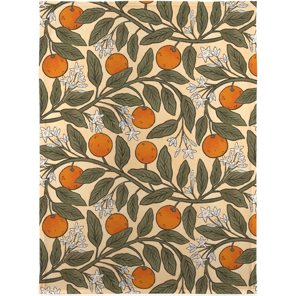 Art Nouveau Oranges Blanket, Sherpa, 30x40, Multicolor