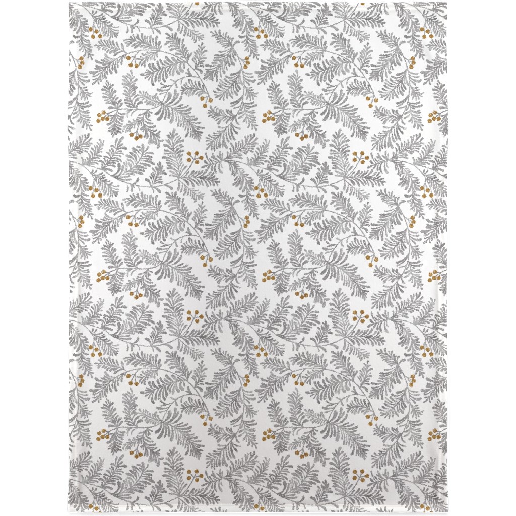 Winter Branches Blanket, Sherpa, 30x40, Gray