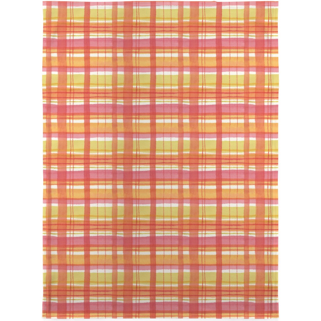 Summer Plaid Blanket, Sherpa, 30x40, Multicolor