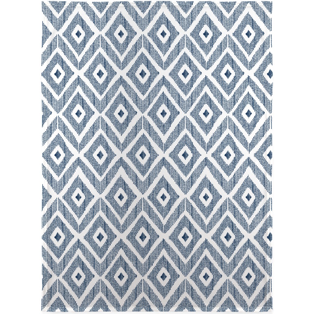Ikat - Navy Blanket, Sherpa, 30x40, Blue, True Blue