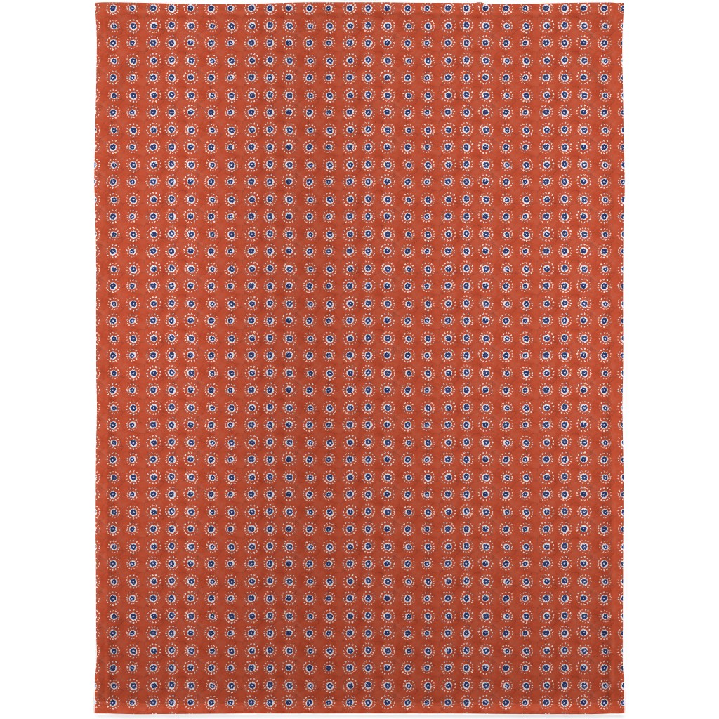 Batik Suns Blanket, Sherpa, 30x40, Orange, Fawn
