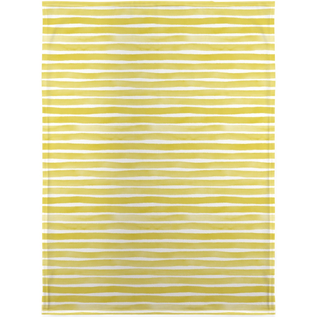 Imperfect Watercolor Stripes Blanket, Sherpa, 30x40, Yellow, Green Apple