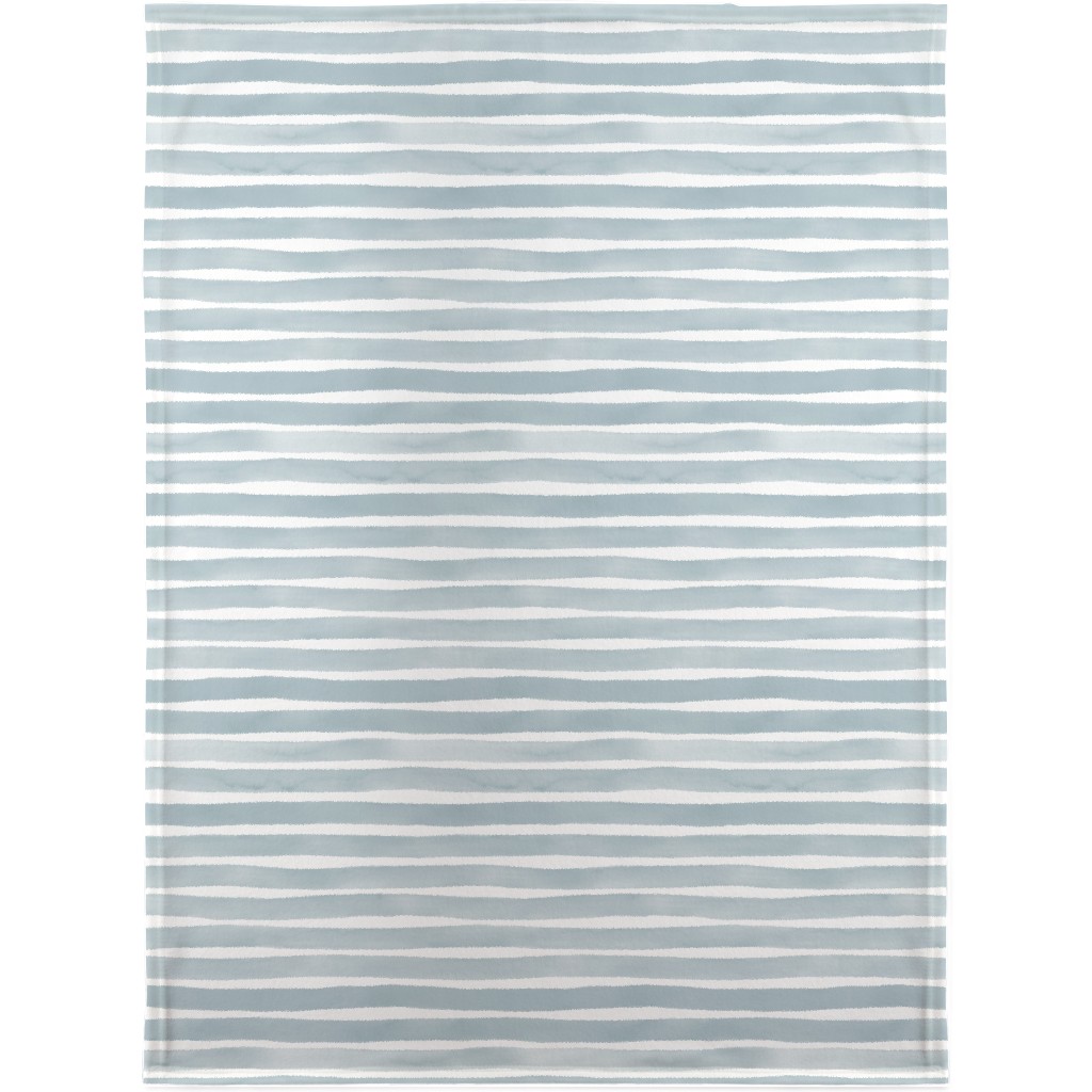 Imperfect Watercolor Stripes Blanket, Sherpa, 30x40, Blue, Smoke