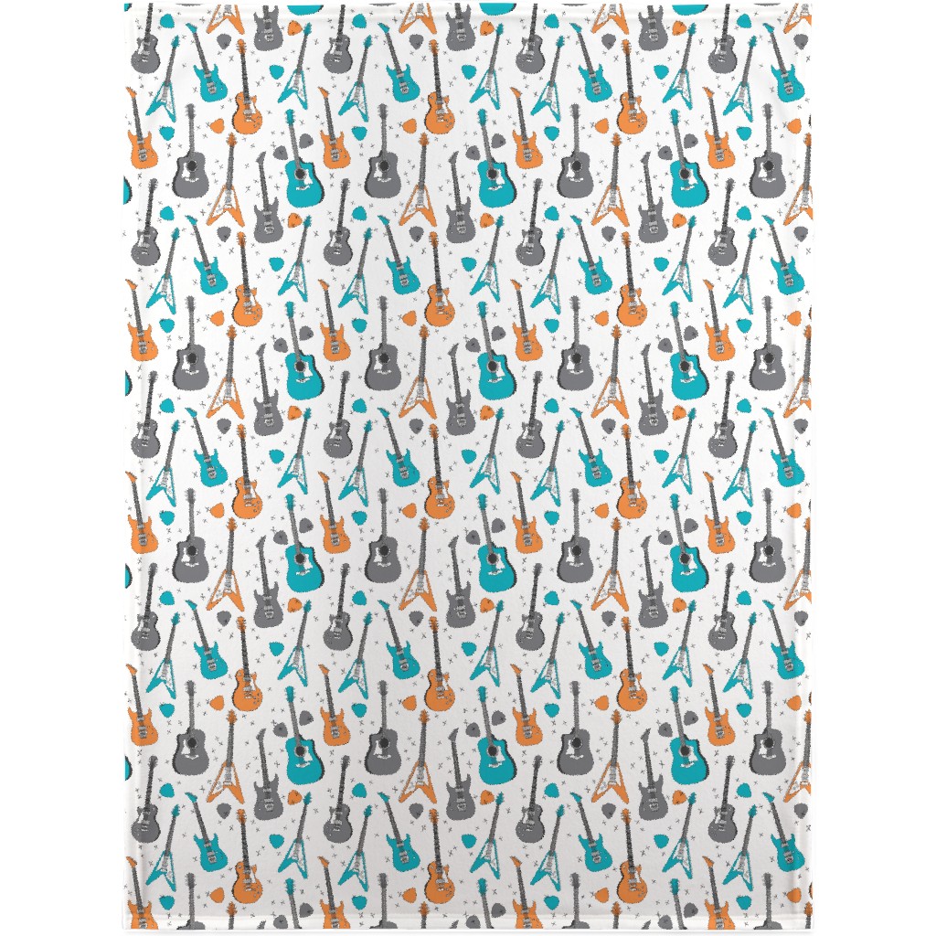 Guitars - Multicolor Blanket, Sherpa, 30x40, Multicolor