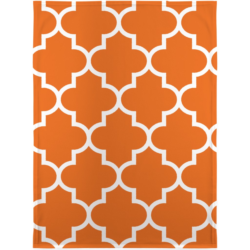 Quatrefoil - Orange Blanket, Sherpa, 30x40, Orange, Orange