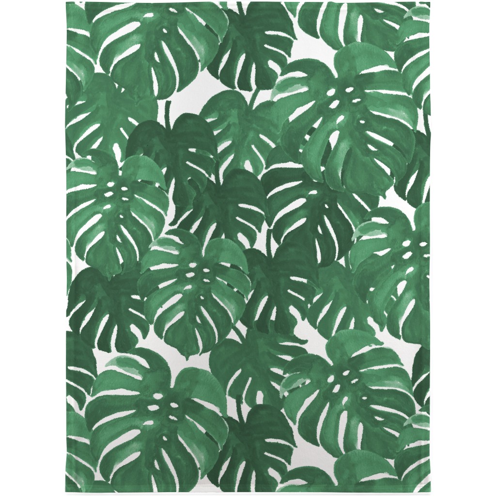 Tropical Palms - Green Blanket, Sherpa, 30x40, Green