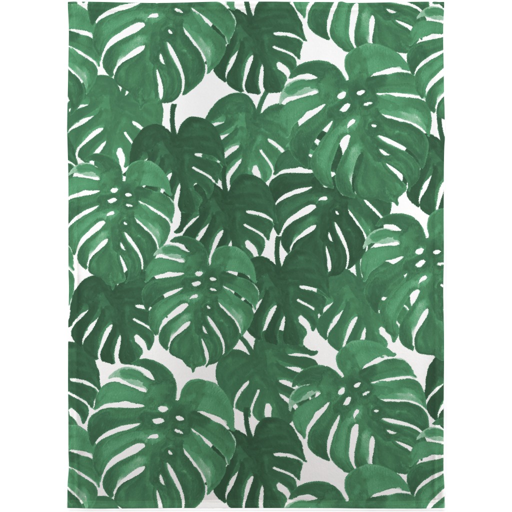 Tropical Palms - Green Blanket, Sherpa, 30x40, Green, Classic Green
