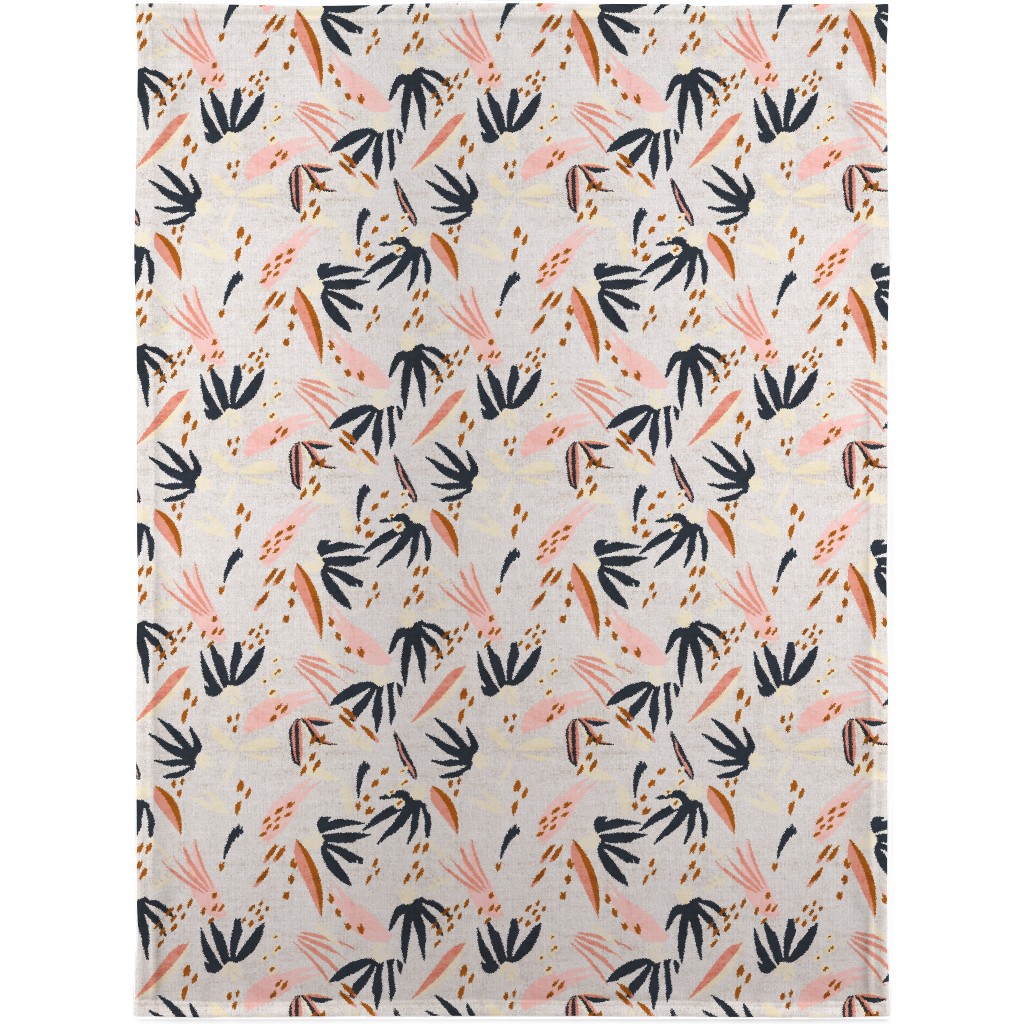 French Linen Floral - Pink Blanket, Sherpa, 30x40, Pink, Bright Pink