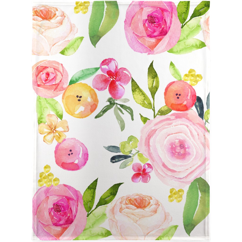 Spring Peonies, Roses, and Poppies - Pink Blanket, Sherpa, 30x40, Pink