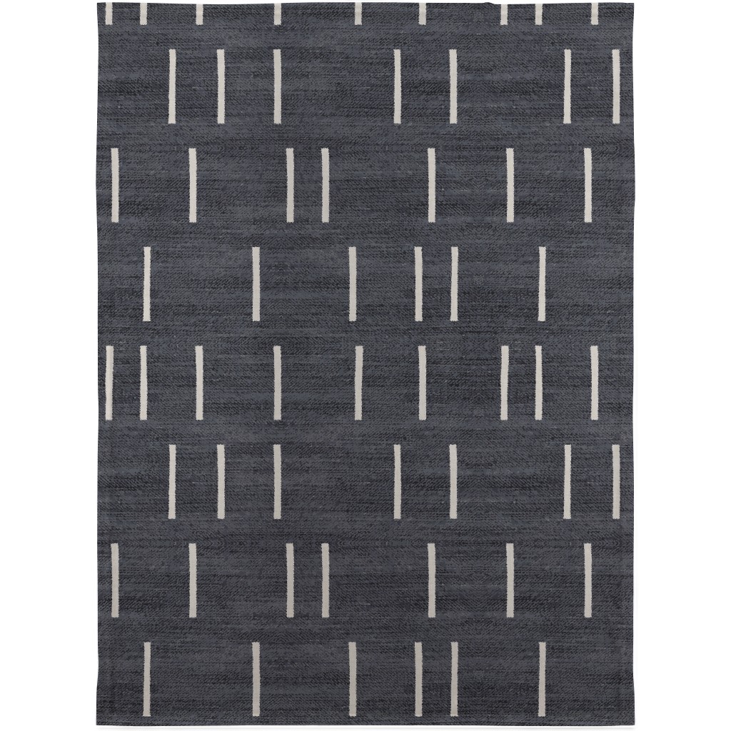 Line Mudcloth - Denim Blanket, Sherpa, 30x40, Gray