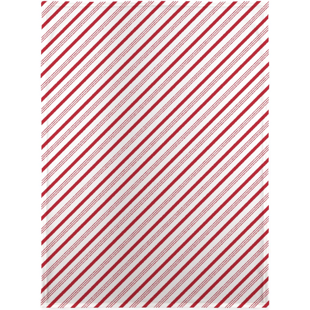 Candy Cane Stripes - Red on White Blanket, Sherpa, 30x40, Red