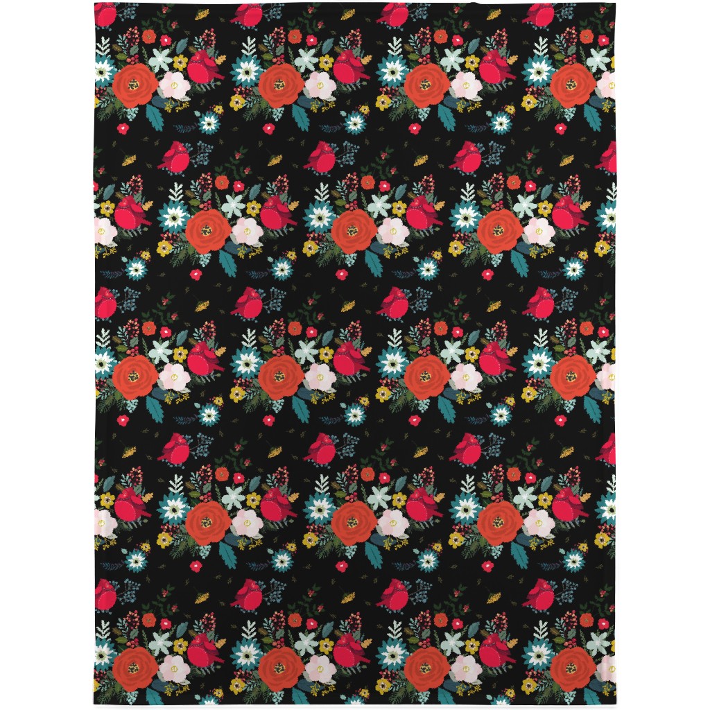 Winter Fields - Black Blanket, Sherpa, 30x40, Multicolor