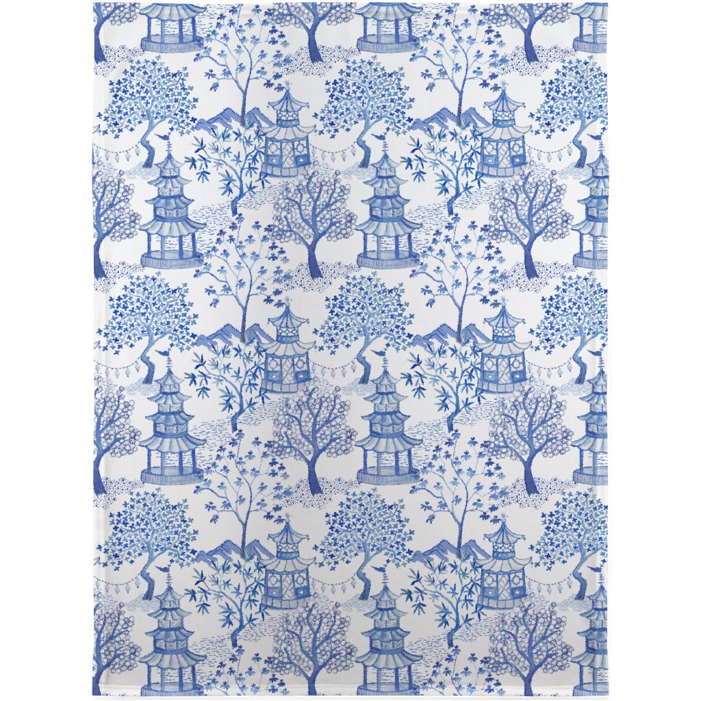 Pagoda Forest in Blues Blanket, Sherpa, 30x40, Blue