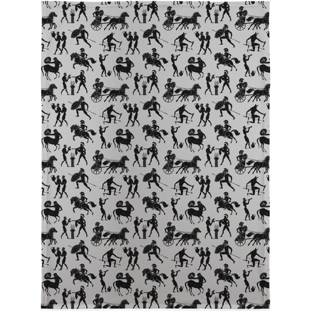 Greek Figures Blanket, Sherpa, 30x40, Gray, Fog