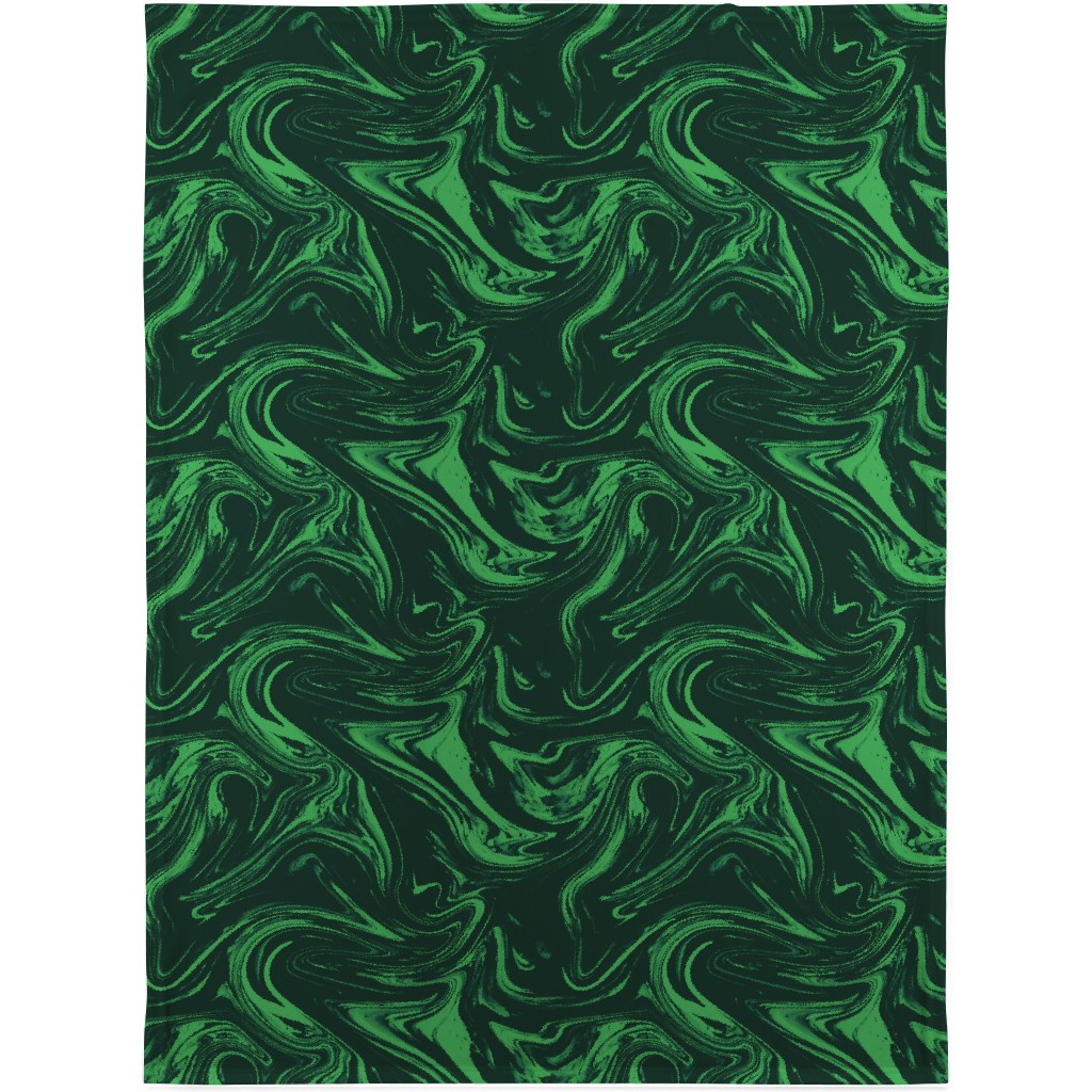 Marbled Paper - Deep Emerald Blanket, Sherpa, 30x40, Green, Classic Green