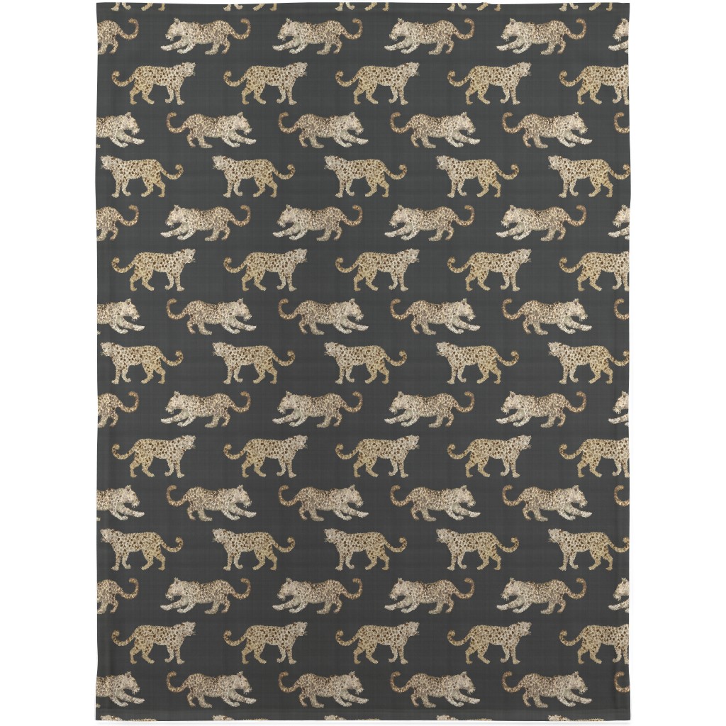 Leopard Parade Blanket, Sherpa, 30x40, Gray, Dark Gray