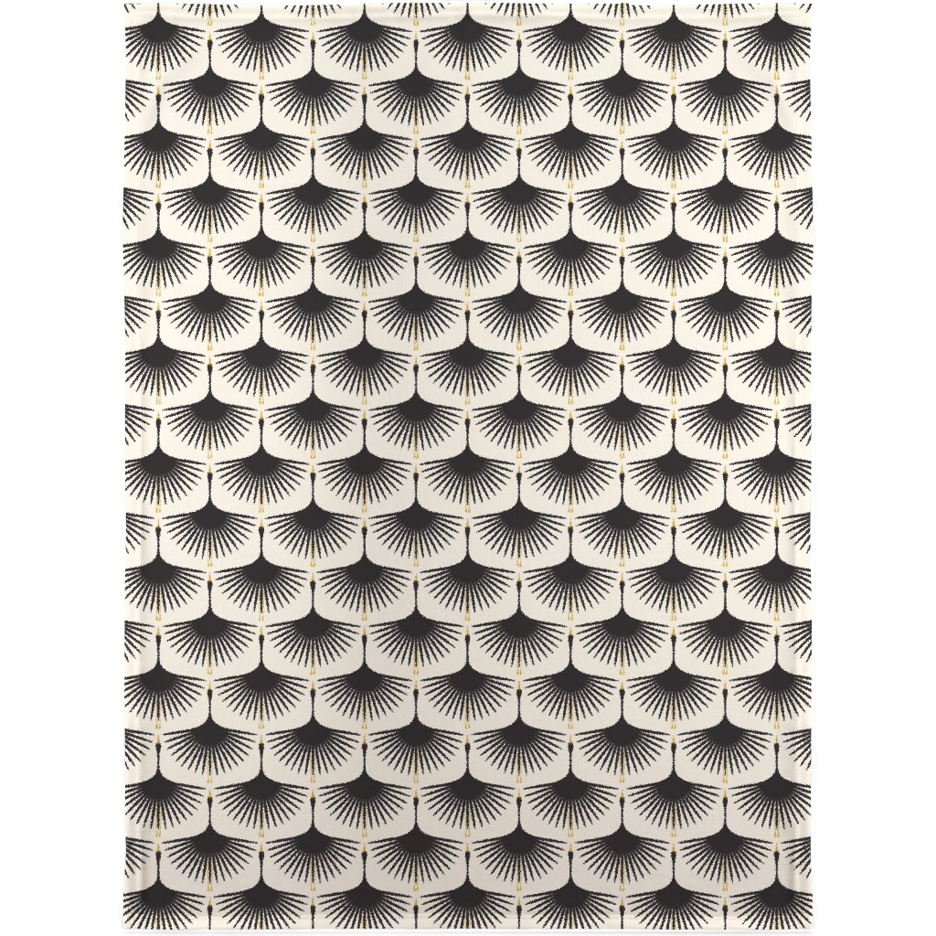 Art Deco Swans Blanket, Sherpa, 30x40, Beige, Antique White