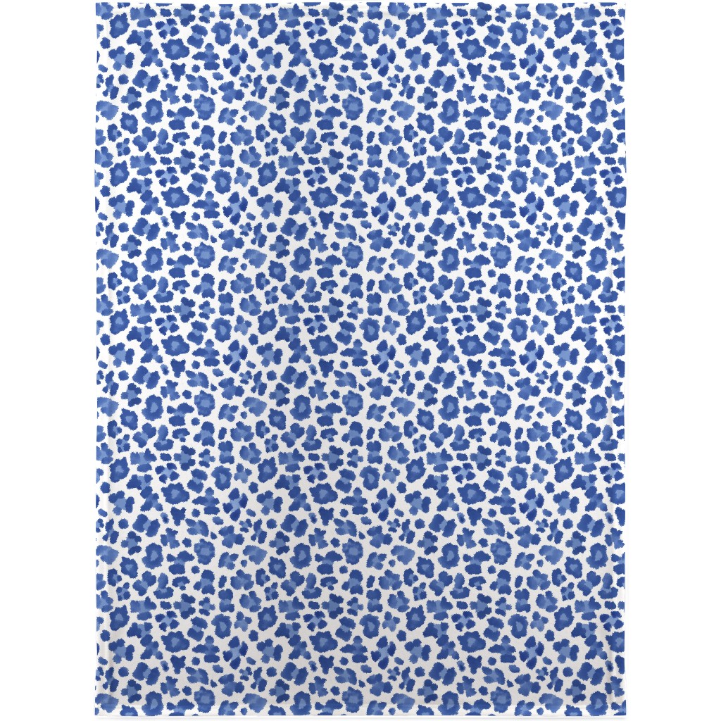 Leopard Print - Blue and White Blanket, Sherpa, 30x40, Blue, True Blue