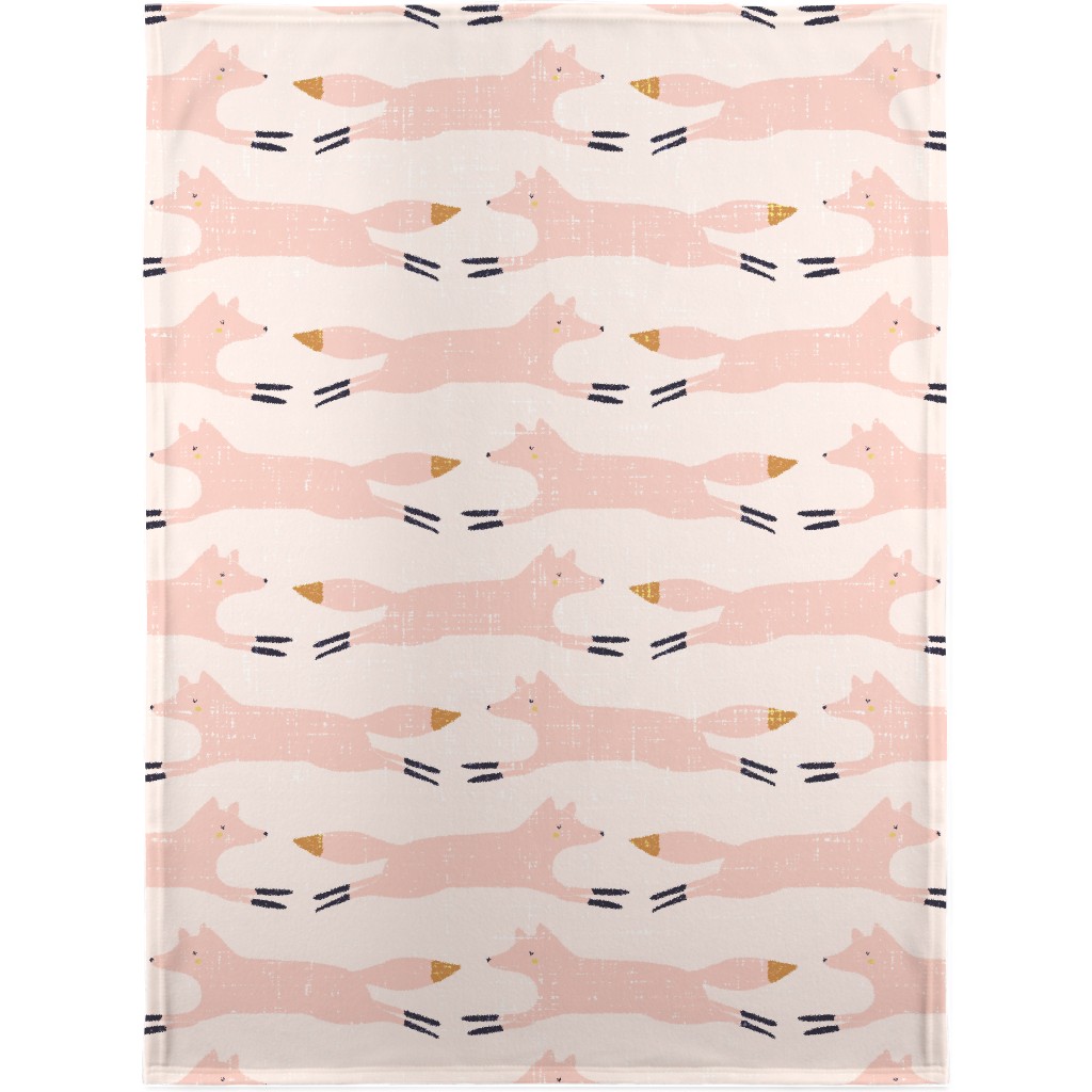 Leaping Fox - Pink Blanket, Sherpa, 30x40, Pink