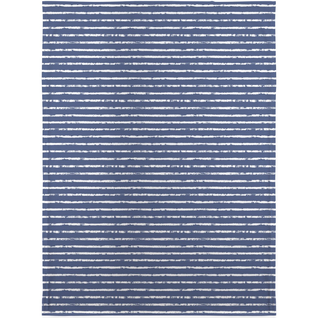 Distressed Dusty Blue and White Stripes Blanket, Sherpa, 30x40, Blue