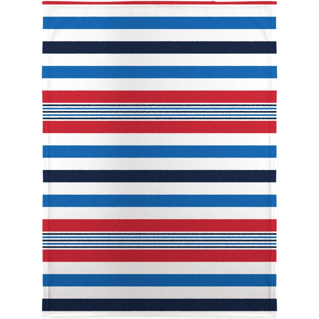 Horizontal Stripes - Red White and Blue Blanket, Sherpa, 30x40, Red