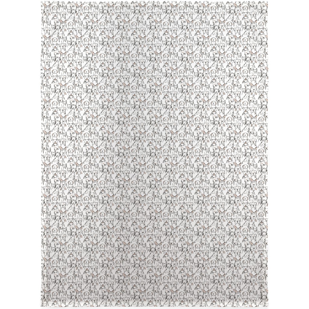 Peach Pop Doodle Dogs - Black and White Blanket, Sherpa, 30x40, White, White