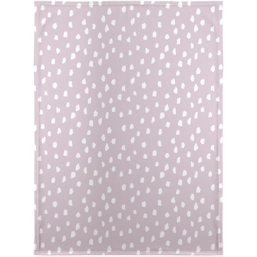 Scattered Marks - White on Lilac Blanket, Sherpa, 30x40, Purple