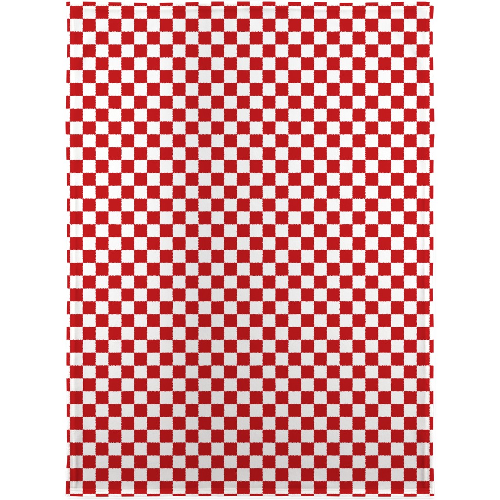 Checkerboard - Red and White Blanket, Sherpa, 30x40, Red