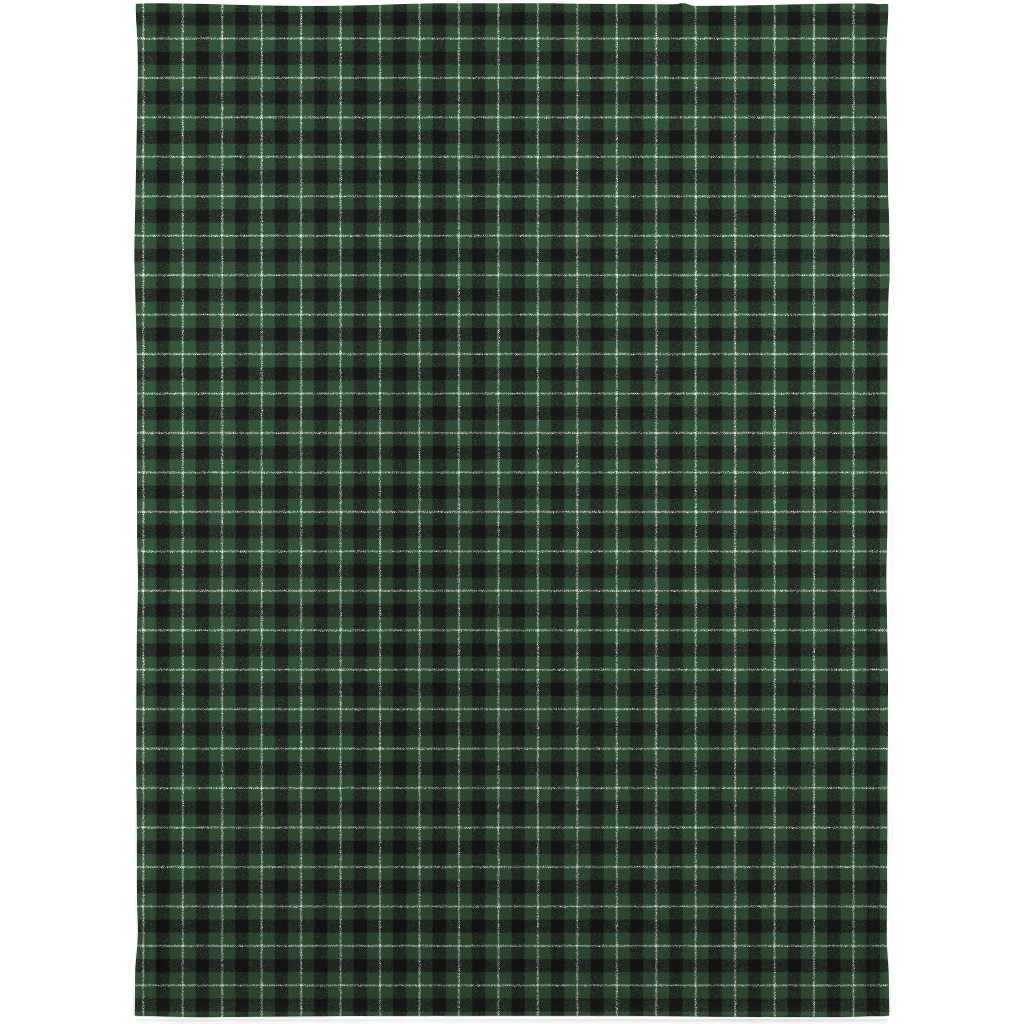 Green & Black Plaid Blanket, Sherpa, 30x40, Green