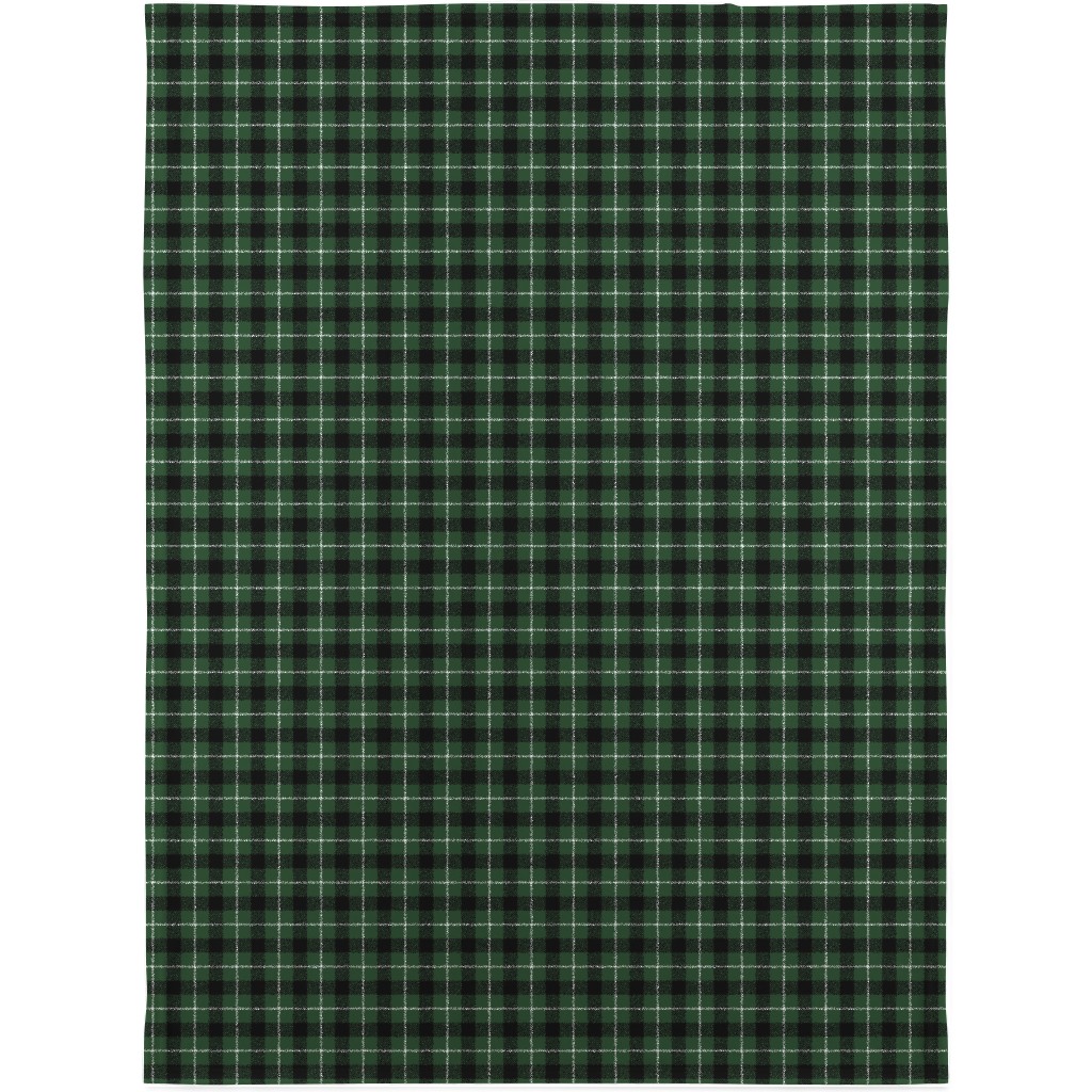 Green & Black Plaid Blanket, Sherpa, 30x40, Green