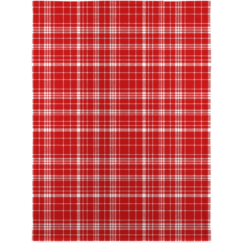 Tartan Check Blanket, Sherpa, 30x40, Red, Red