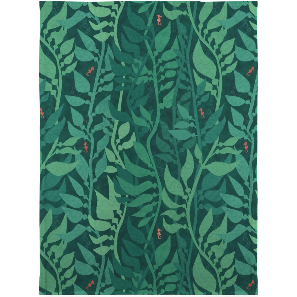 Mermaid Wonderland Kelp - Green Blanket, Sherpa, 30x40, Green, Classic Green