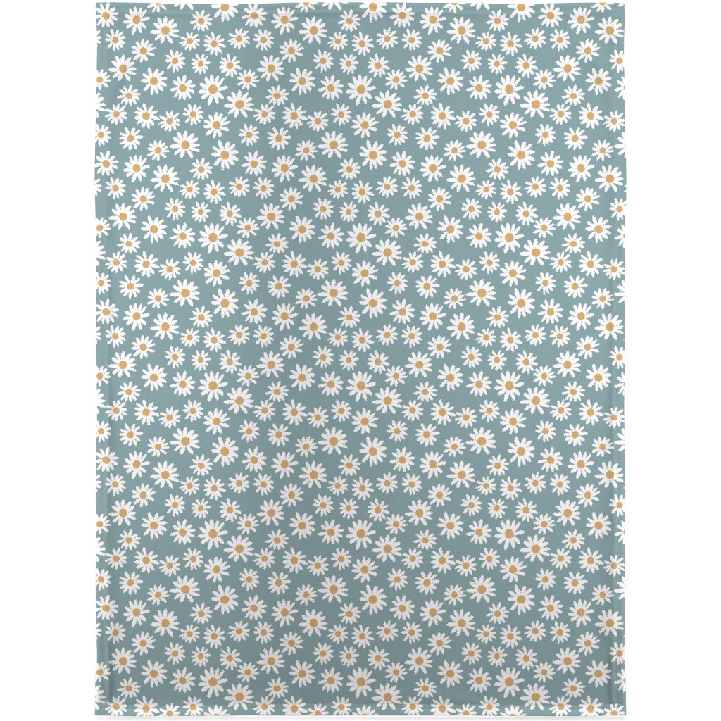 Daisies Blanket, Sherpa, 30x40, Blue, Cool Gray